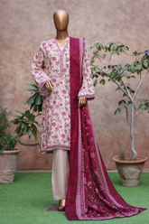 Bin Saeed Stitched 3 Piece Exclusive Printed Khaddar Vol-05 Collection'2025-WK-2404-PINK